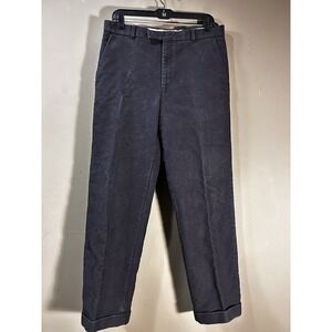 Vtg Lambourne Moleskin Mens Dark Gray English Cuff Flat Front Trousers Sz 33x29